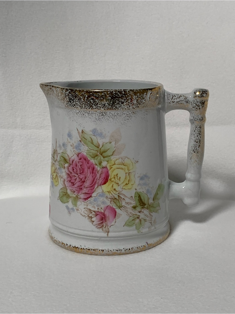 1800's Vintage Roses Milk Pitcher Semi Porcelain Farmhouse Cottage Kitchen Jug